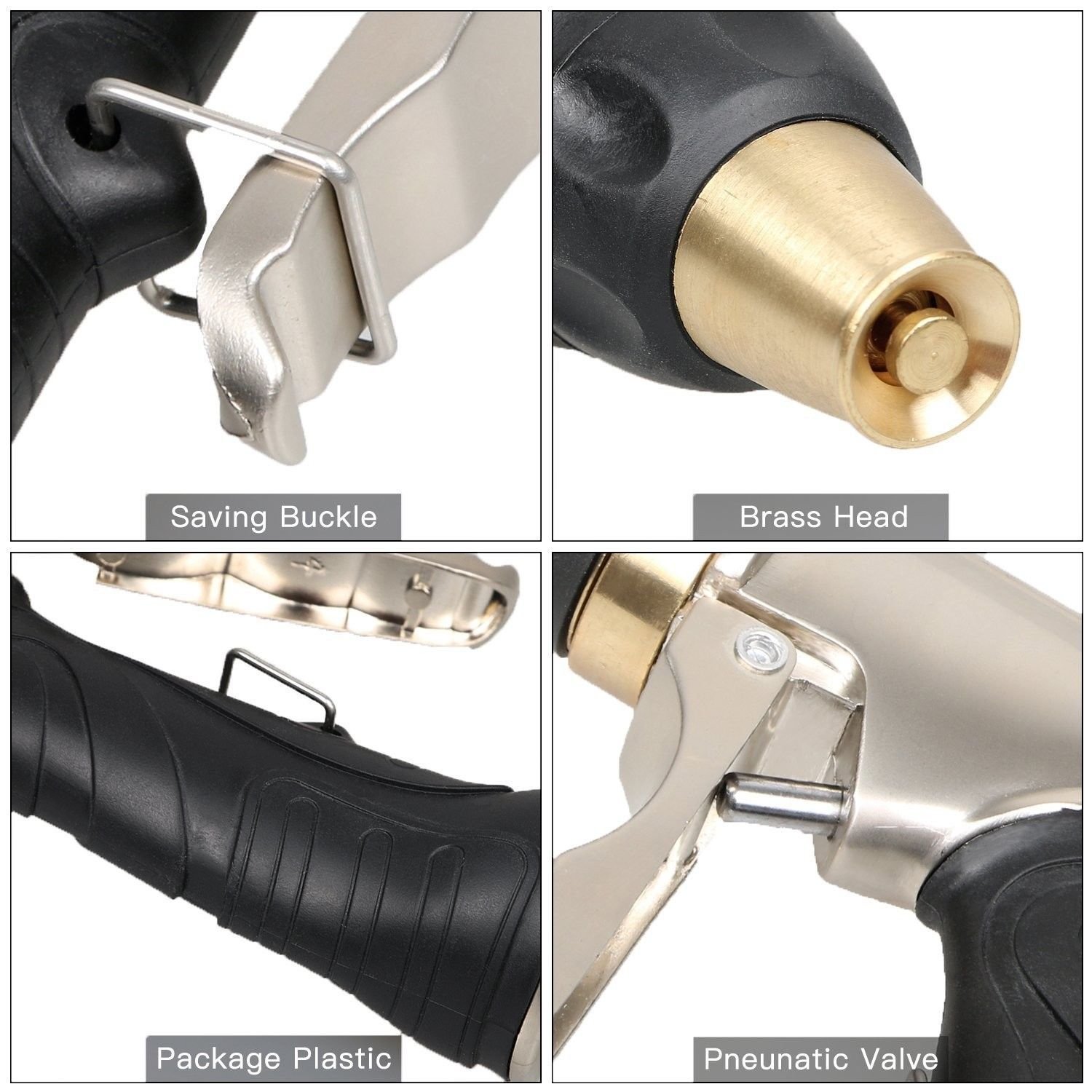 Boquilla de manguera, pistola de pulverización de metal ajustable para regar plantas, césped, limpieza y lavado de coches