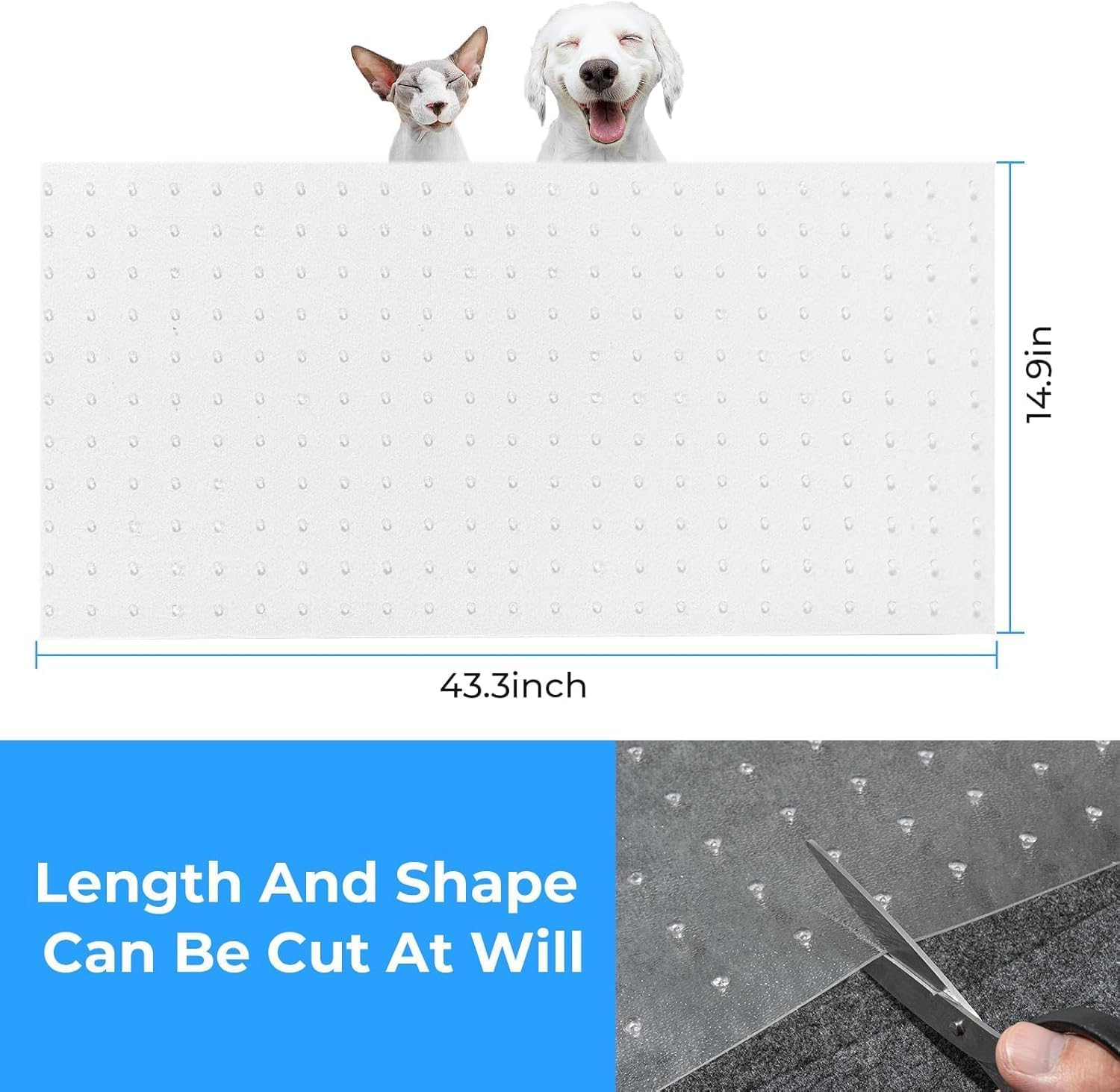Condition photo showing Good Condition for pet carpet protector for doorways - 14.9''x43.3'' clear heavy-duty pvc scratch guard | waterproof, non-toxic, cut-to-fit runner for dogs & cats (stops scratching, stains) 