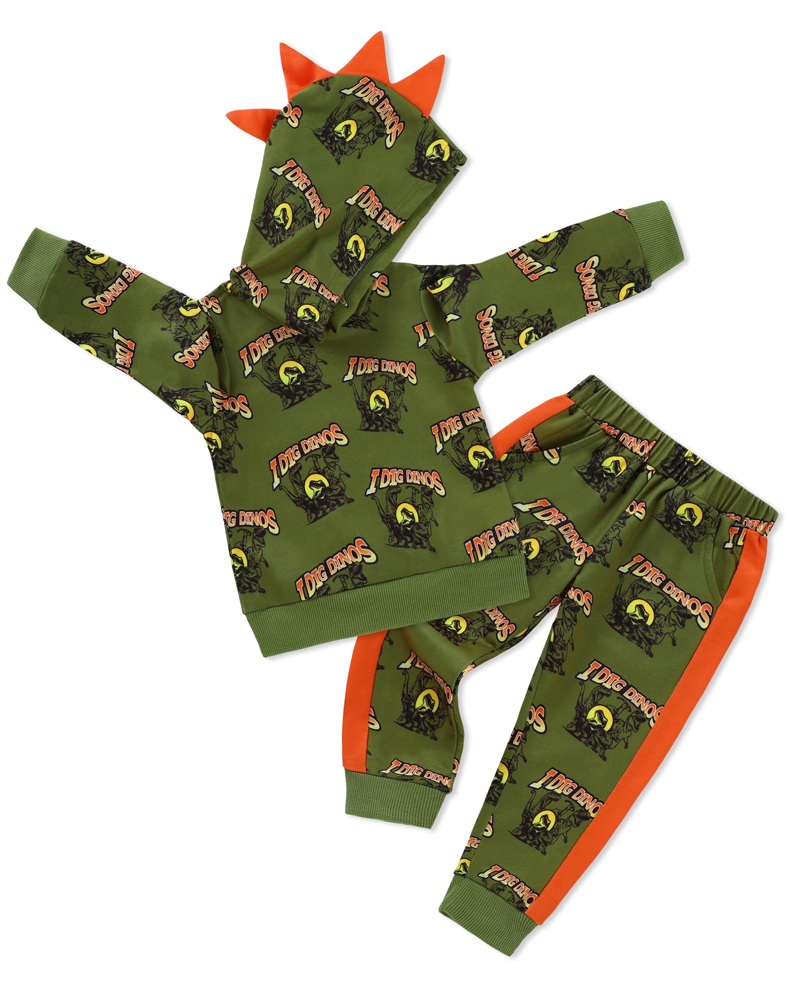 Baby Boy Clothes Infant Toddler Fall Winter Outfits Little Dinosaur Printed Long Sleeve Hoodie Tops Pants 2Pcs Set