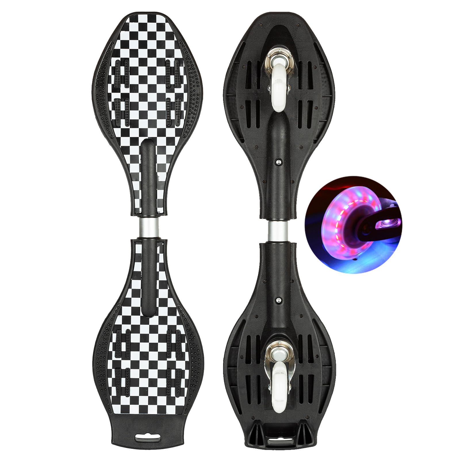 Simcat Caster Board, 2 Wheel Pivoting Skateboard with 360-degree Casters, Lightweight Durable Twistboard for Kids, Teenagers and Adults (2)