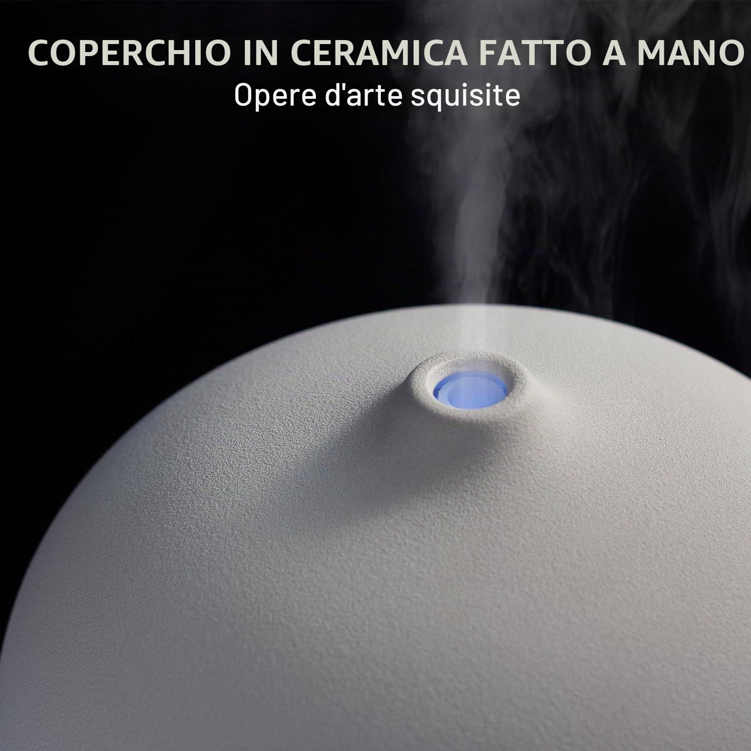 Diffusore in Ceramica 500ml a Ultrasuoni di Oli Essenziali - Impostazione Timer, 10 Colori LED, Senza BPA - per Camera da Letto e Soggiorno