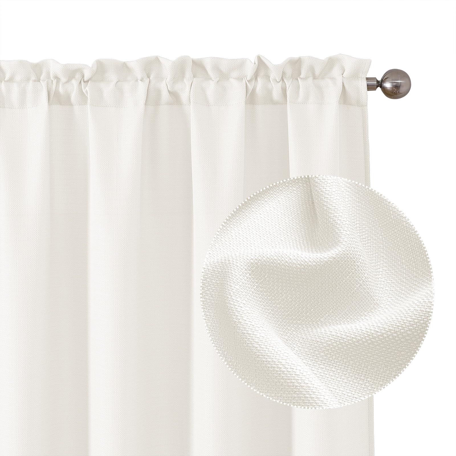 Chyhomenyc Bennet Yellowish Ivory Curtains 63 Inch Length 2 Panels, Faux Linen Textured Light Filtering Soft Airy Rod Pocket Drapes for Living Room Bedroom, Each 40Wx63 L โ image 1