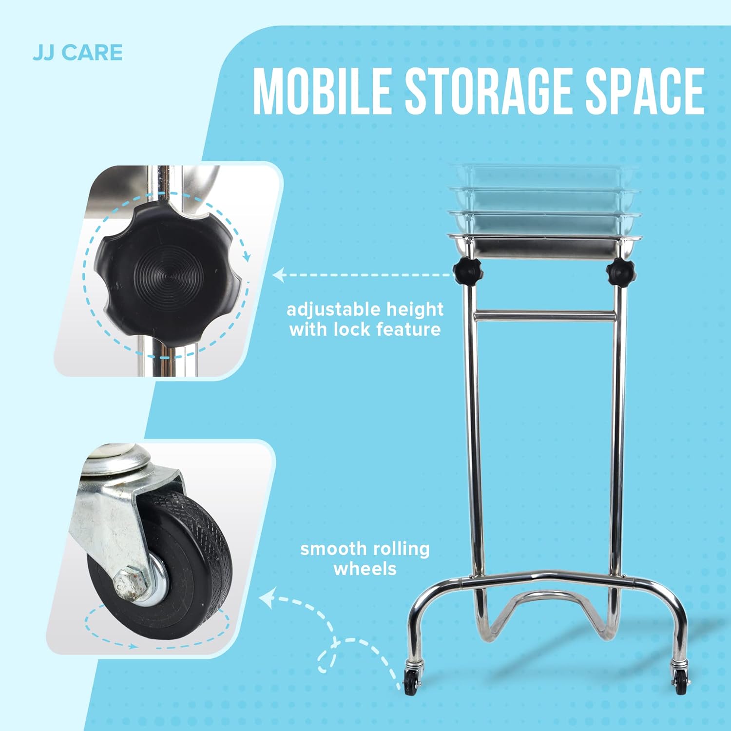 Buy JJ CARE Mayo Tray, Medical Rolling Tray 17Lbs Weight Capacity