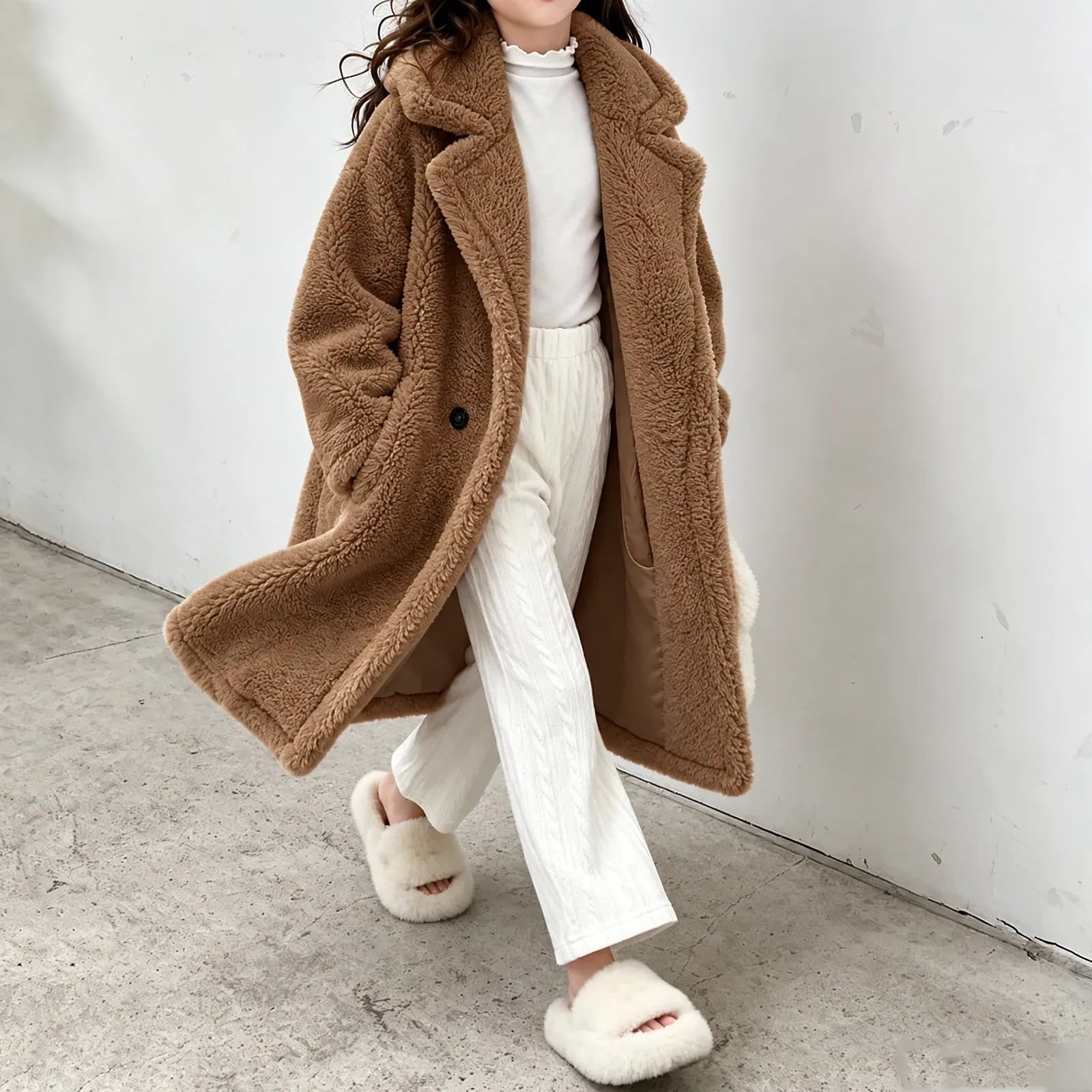 duxyoz Mädchen Fleecejacke Kinder Sherpa Lange Wintermäntel Kunstfell