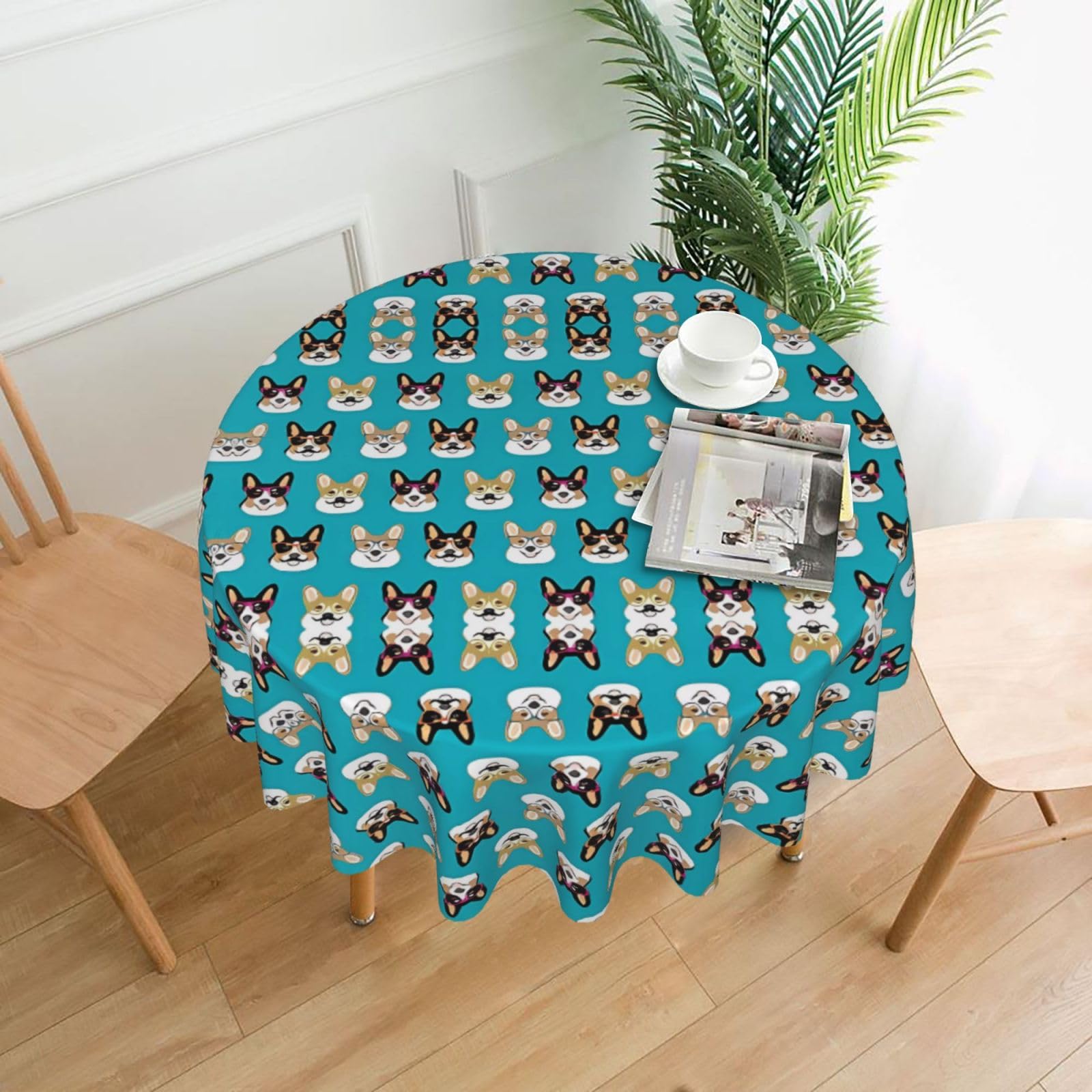 MROWYC Dog Printed Practical Round Tablecloth, Durable, Suitable for Home, Restaurant, Hotel, Gathering, and Decorative Table Covers