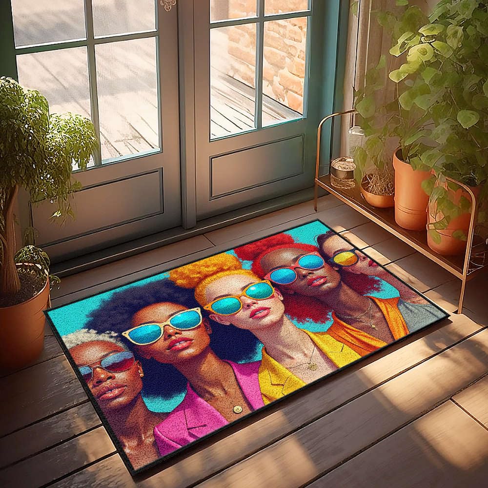 Tapis de bain rustique multicolore pour une entrée extérieure pleine de vie