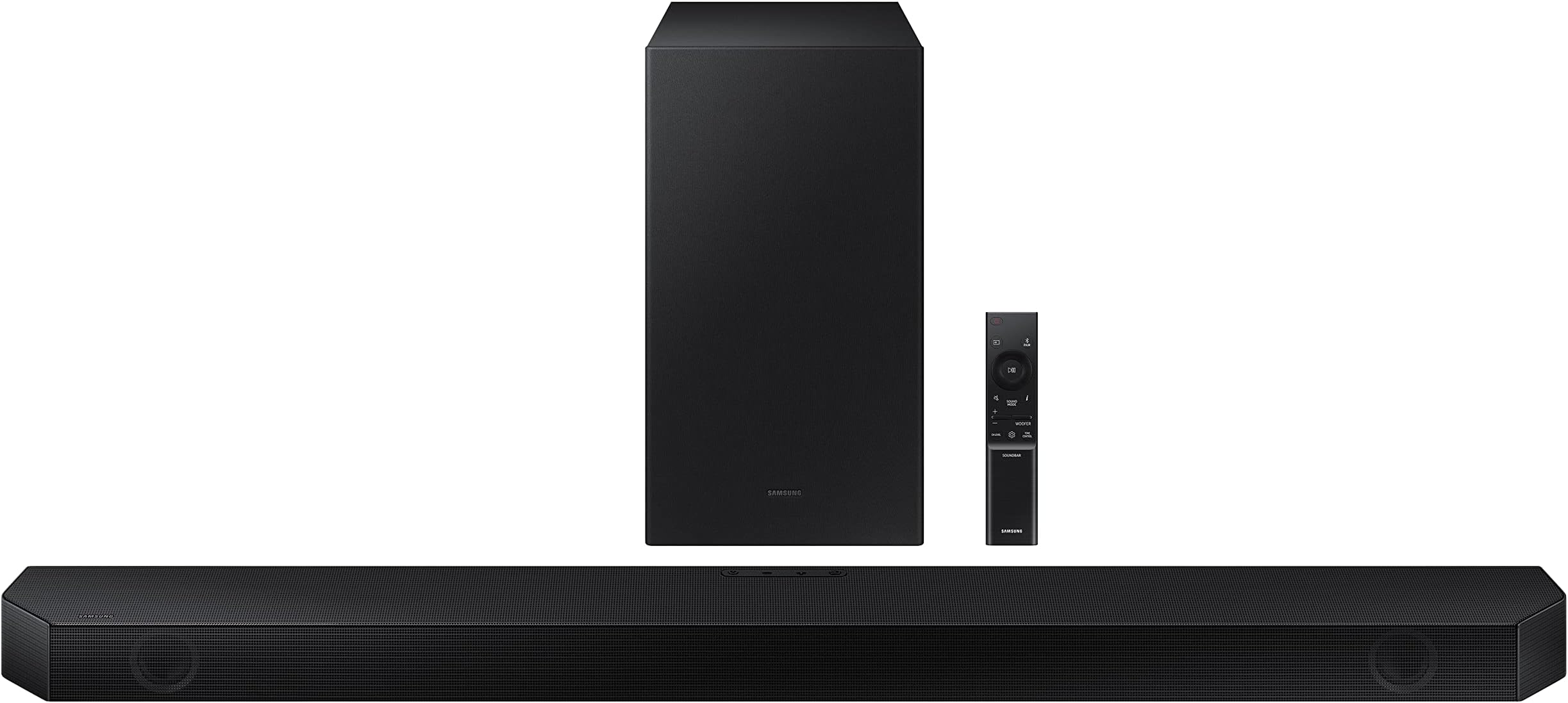 Samsung Q-Symphony Soundbar (HW-Q600B/XL), USB, Bluetooth with 3.1.2 Channel, Wireless Subwoofer, and 2 Up-Firing Speakers, Dolby Atmos Music (Black)