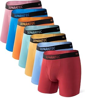 Men's Bamboo Rayon Underwear Breathable and Soft Boxer Briefs Colorful 7 Pack Underwear with Ball Pouch