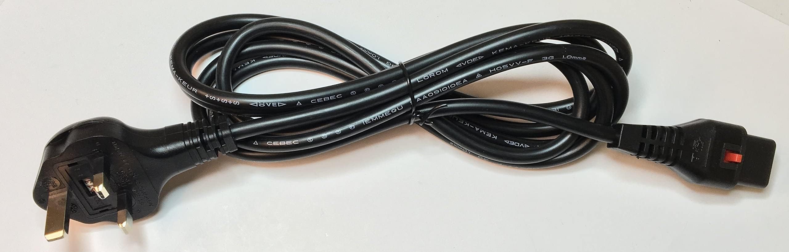 CL60123-13-LOCK 2.5 Meter (8'2") Self Locking IEC-Lock UK Power Cord BS1363 UK Plug to IEC-Lock C13