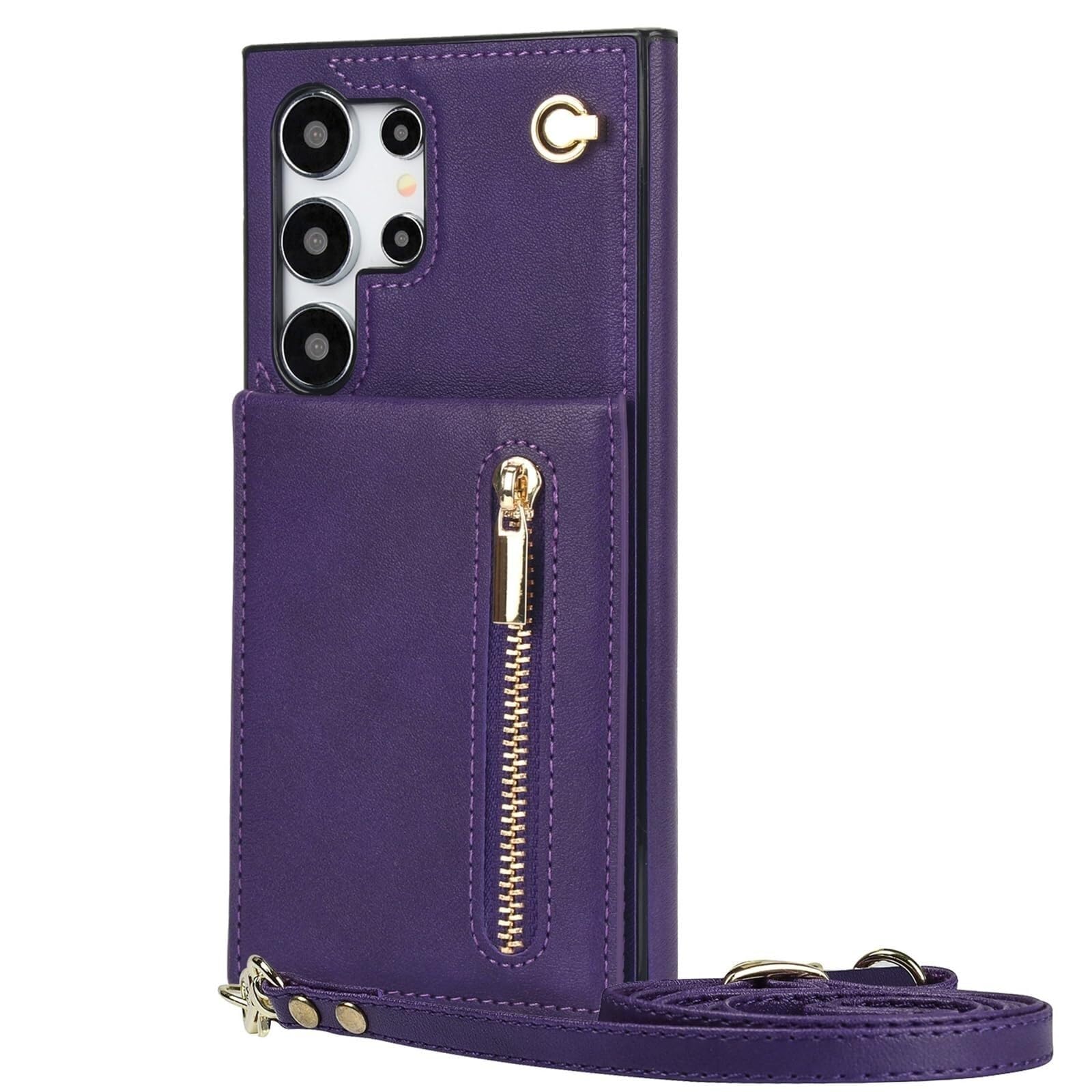 Etui do Samsung Galaxy S26 Ultra/S26 Plus/S26, skórzany pokrowiec crossbody, podpórka, odporny na wstrząsy pokrowiec ochronny (fioletowy, S26)