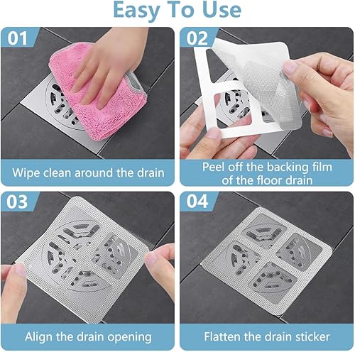 Miniatura 3 de Cubierta desechable para drenaje de ducha, calcomanías de malla de drenaje para baño, lavandería, bañera, cocina, fregadero, filtro de cabello