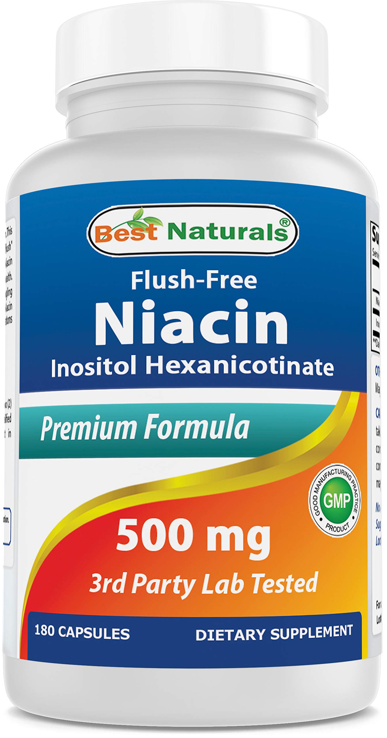 Best NaturalsFlush-Free Niacin Inositol Hexanicotinate 500 mg 180 Capsules