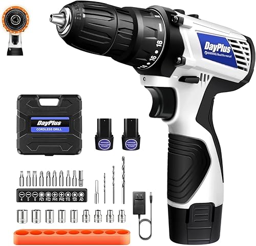 Taladro eléctrico inalámbrico taladro eléctrico de 12 V, kit combinado de herramientas eléctricas con 2 x 1300 mAh bateríacargadorportabrocas sin