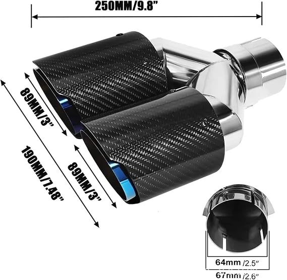 Car Tailpipe 2pcs Matt Carbon M-Model Exhaust for Pipe with Dual End Tips for Akrapovic Tail Muffler for Car System