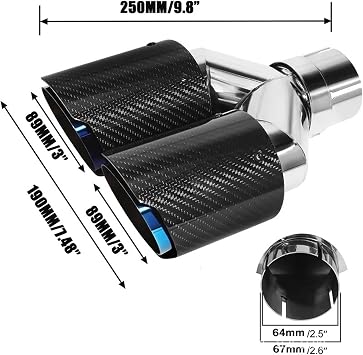 Car Tailpipe 2pcs Matt Carbon M-Model Exhaust for Pipe with Dual End Tips for Akrapovic Tail Muffler for Car System