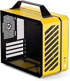 Mechanic Master C26 Boîtier portable Mini MATX de bureau avec poignée, 13,2 L, compatible avec bloc d'alimentation SFX, carte mère MATX, GPU 310 mm, refroidissement à air de 135 mm (jaune vitalité) - 1