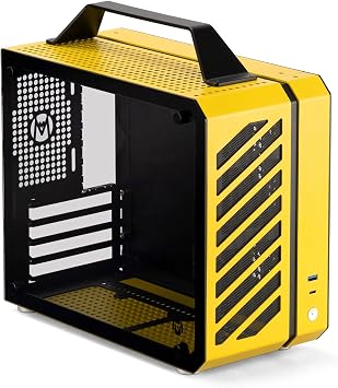 Mechanic Master cool cube series c26 mini m-atx case/alumina/steel/temered glass small form factor computer case Vitality Yellow