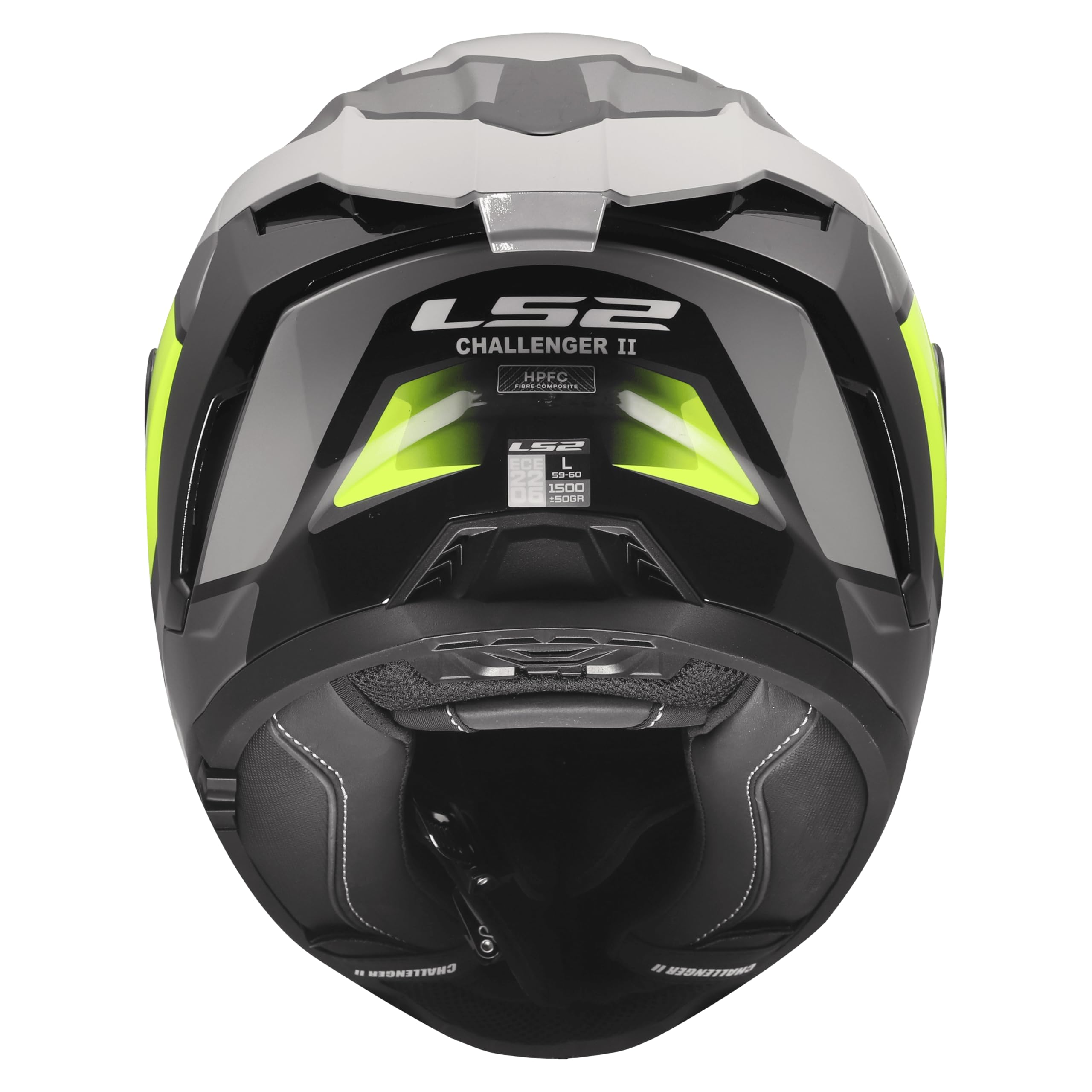 LS2, Integraler Motorradhelm CHALLENGER II VIPER Grey H-V Yellow, L