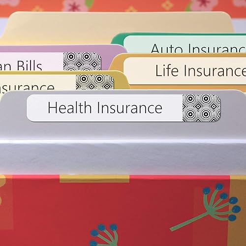 Miniatura 2 de Lovable Labels Etiquetas de archivo, 72 etiquetas preimpresas y 24 etiquetas de carpeta de archivos en blanco, estas etiquetas adhesivas para