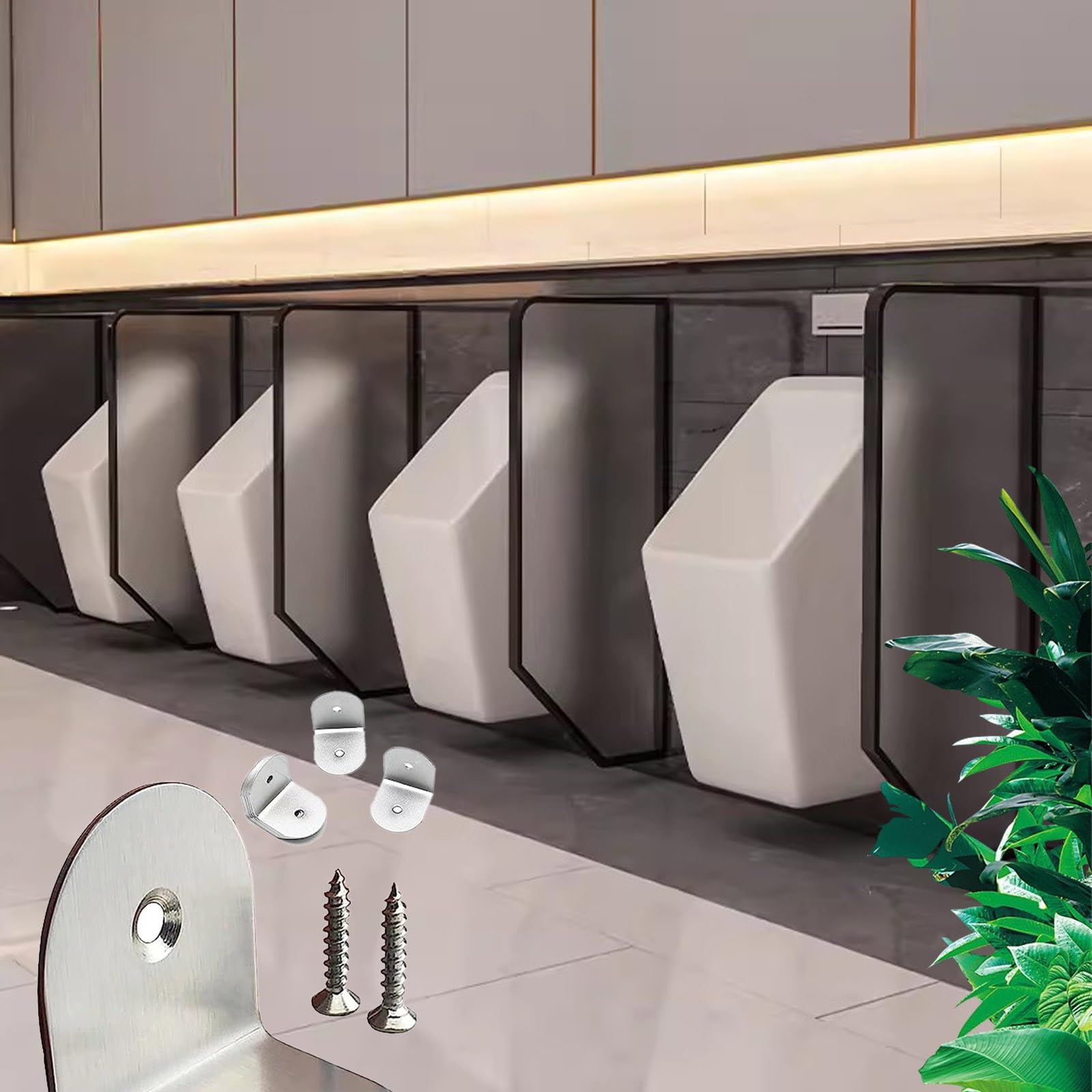 Separador de inodoro de acero inoxidable con vidrio templado negro para hoteles de lujo