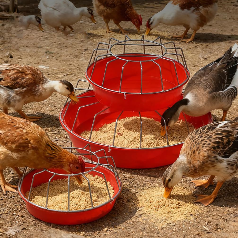 Comedero para gallineros, comederos para aves de corral para exteriores, comedero de compartimento redondo para patos, pájaros, aves de corral, accesorios para gallineros