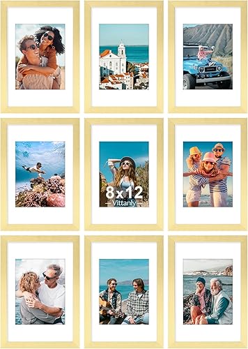 Vista 35 de Vittanly - Juego de 9 portarretratos, plexiglás resistente a rupturas, exhibe fotos de 12 x 12 pulgadas o, con paspartú, de 8 x 8 pulgadas, marcos