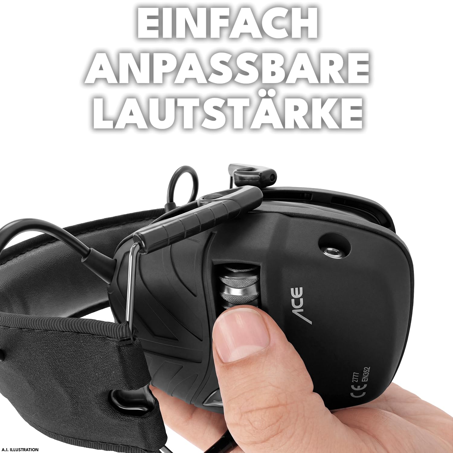 ACE Alpha Capsule Protection auditive – Protections auriculaires actives pour travail/chasse/tir – EN 352 – Noir