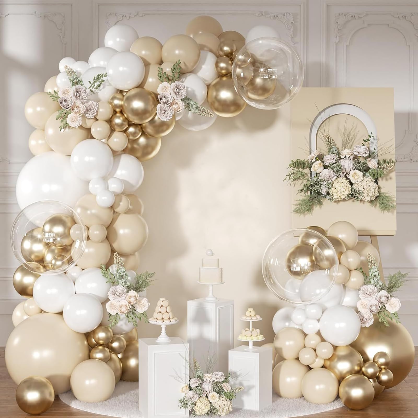 126Piece Champagne Gold Balloon Arch Kit Ideal for Weddings Birthdays Party