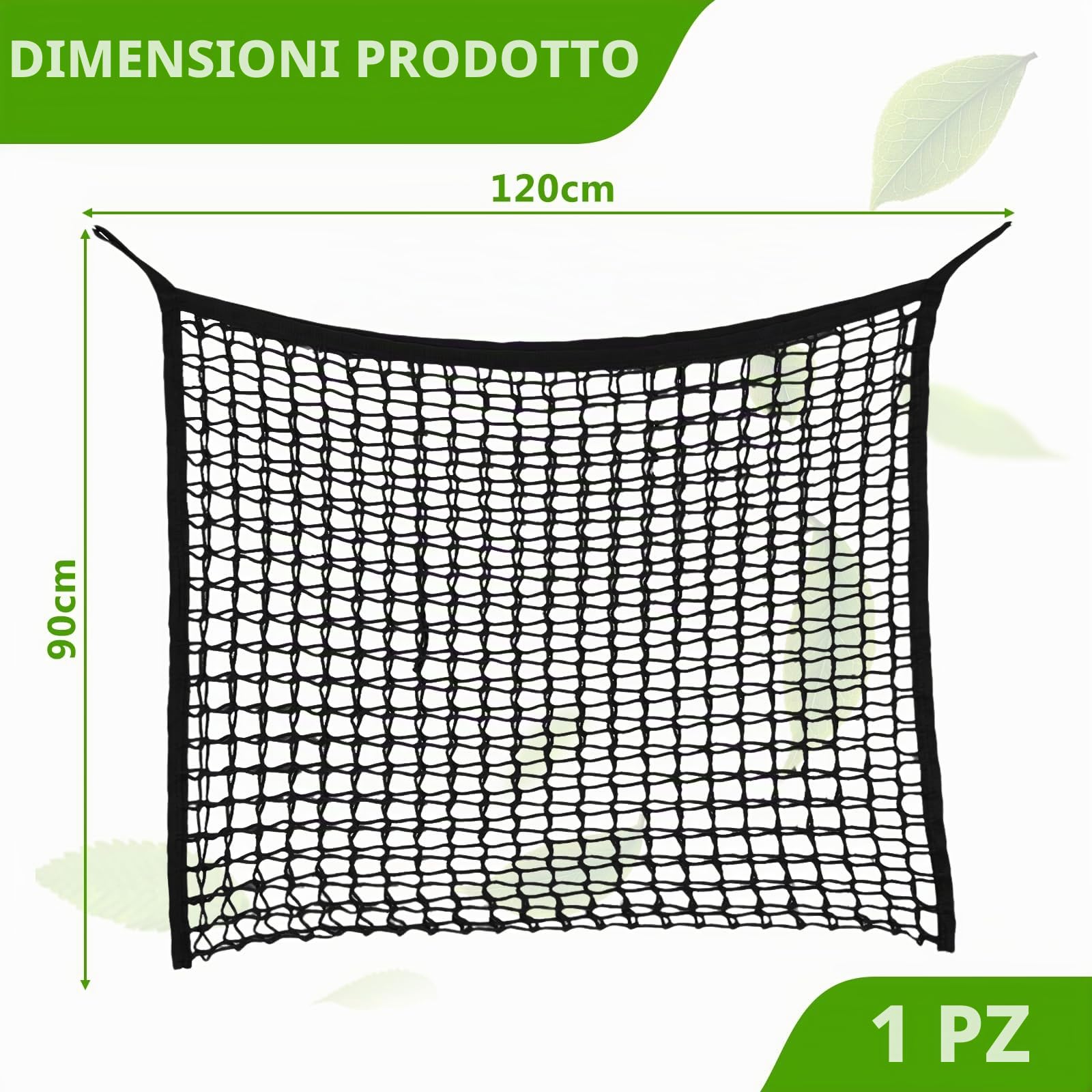 GAOUTO Rete da fieno per cavalli: 120 x 90 cm, rete da fieno, rete da fieno, dimensioni 3 x 3 cm, rete di alimentazione per fieno da 8,5 kg, borsa di oggi, Heusack può essere esteso per cavalli