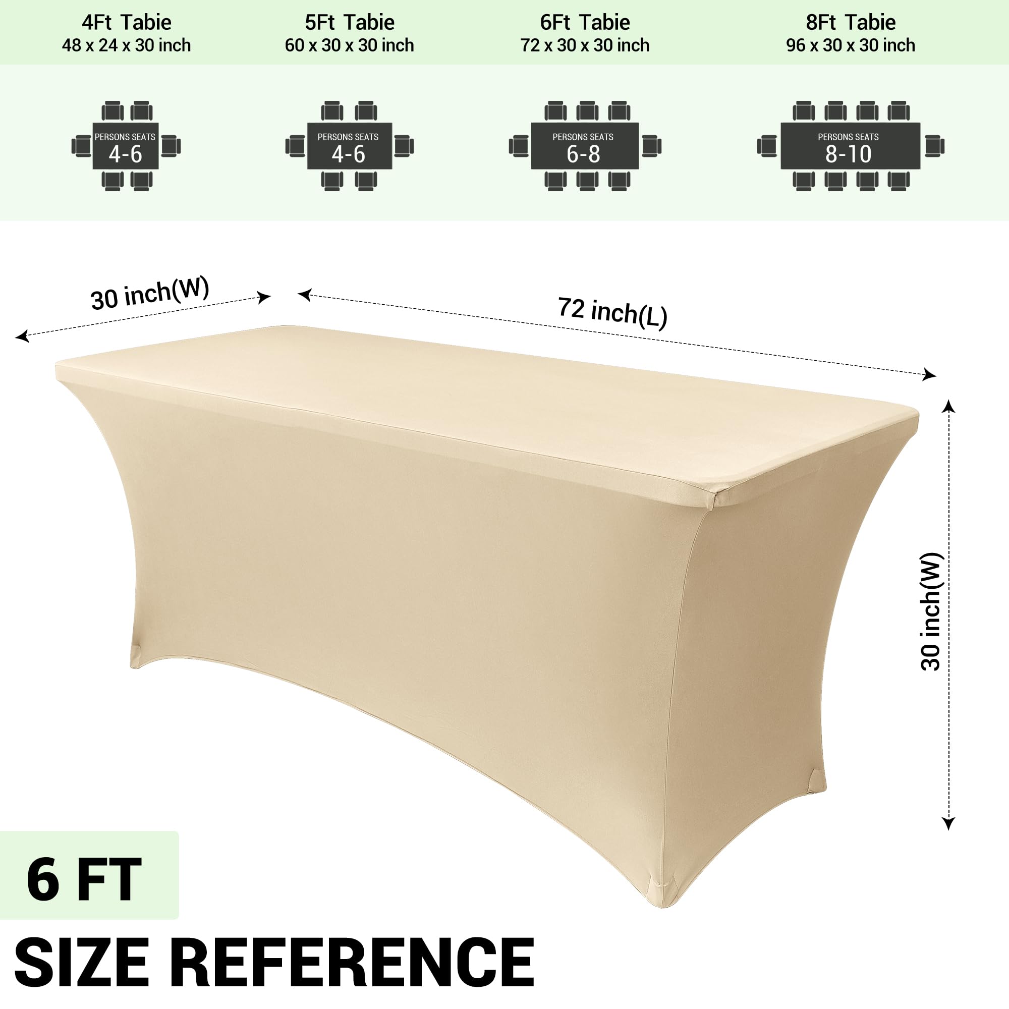 Obstal Tovaglia in spandex elasticizzato per tavoli pieghevoli standard, 1,8 m, confezione da 2 pezzi, universale, rettangolare, con angoli, per matrimoni, banchetti e feste, 182 x 76 x 76 cm,