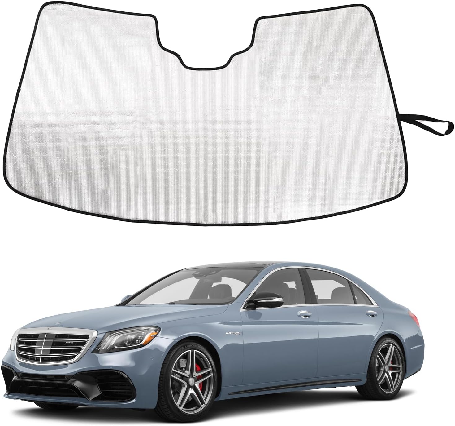 Windshield Sunshade for Mercedes Benz S-Class W222 2014-2020 Front Window Sun Shade Foldable Reflective Sun Visor Custom Sunscreen UV Blocker Privacy Protector HeatShield Keeps Your Vehicle Cool