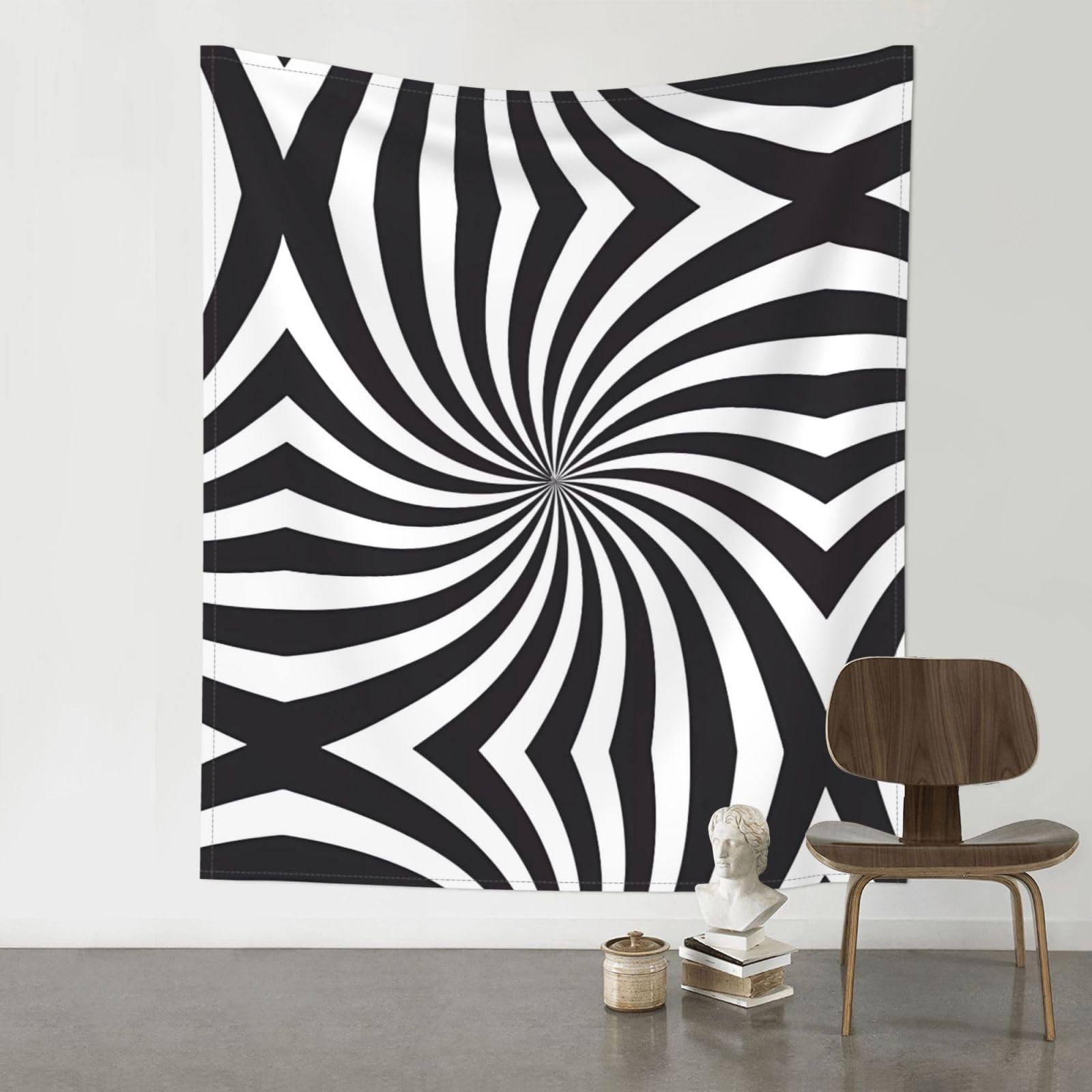 YYHWHJDE White Black Swirl Design Prints 60x51in Wall Tapestry – High-Grade Polyester Throw for Dorm, Beach & Home Decor