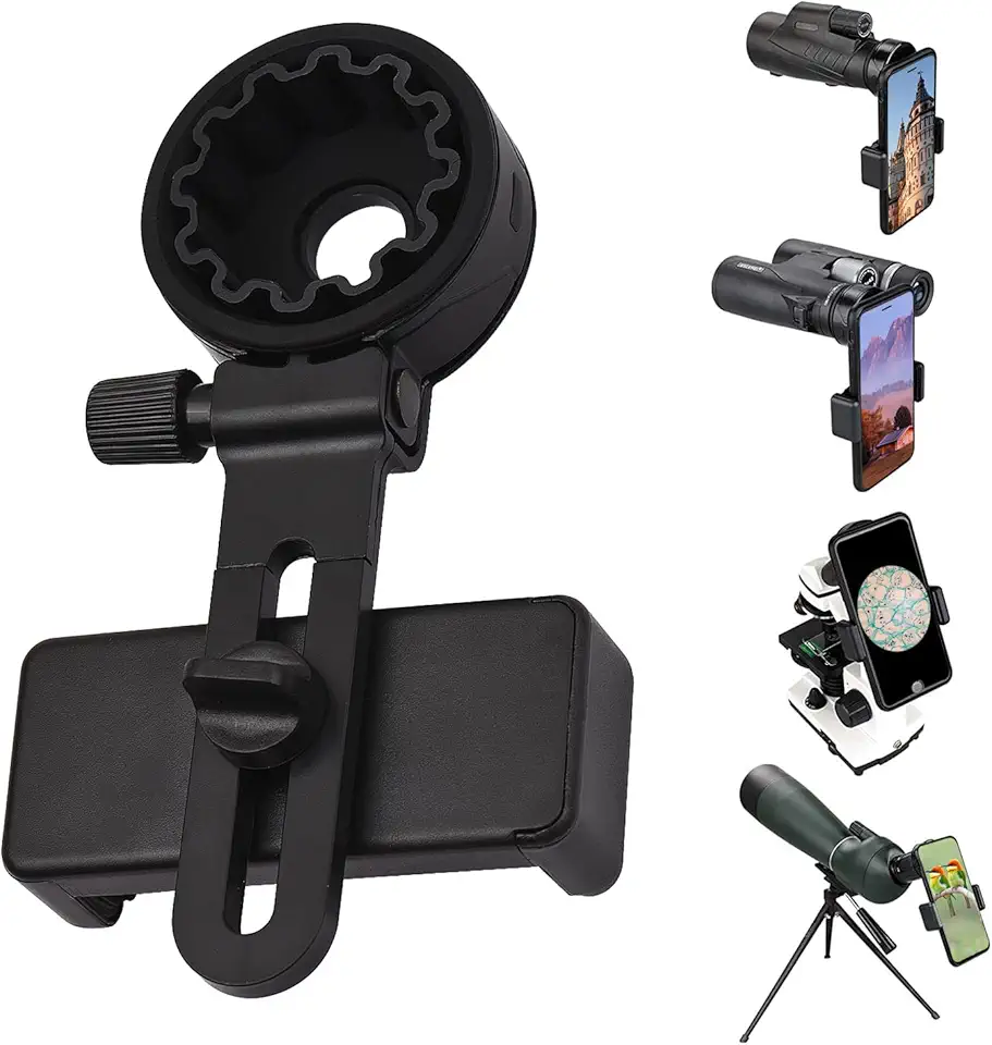 Adaptador de Telescópio Universal para Smartphone - Suporte Clipe Binóculos Monóculo Microscópio e Luneta Observação