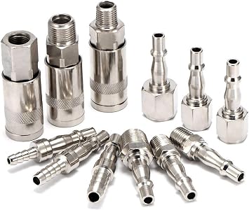 12 Pc Air Hose Kit 1/4 in 3/8 BSP - Quick Release Fittings & Couplings Male/Female Thread