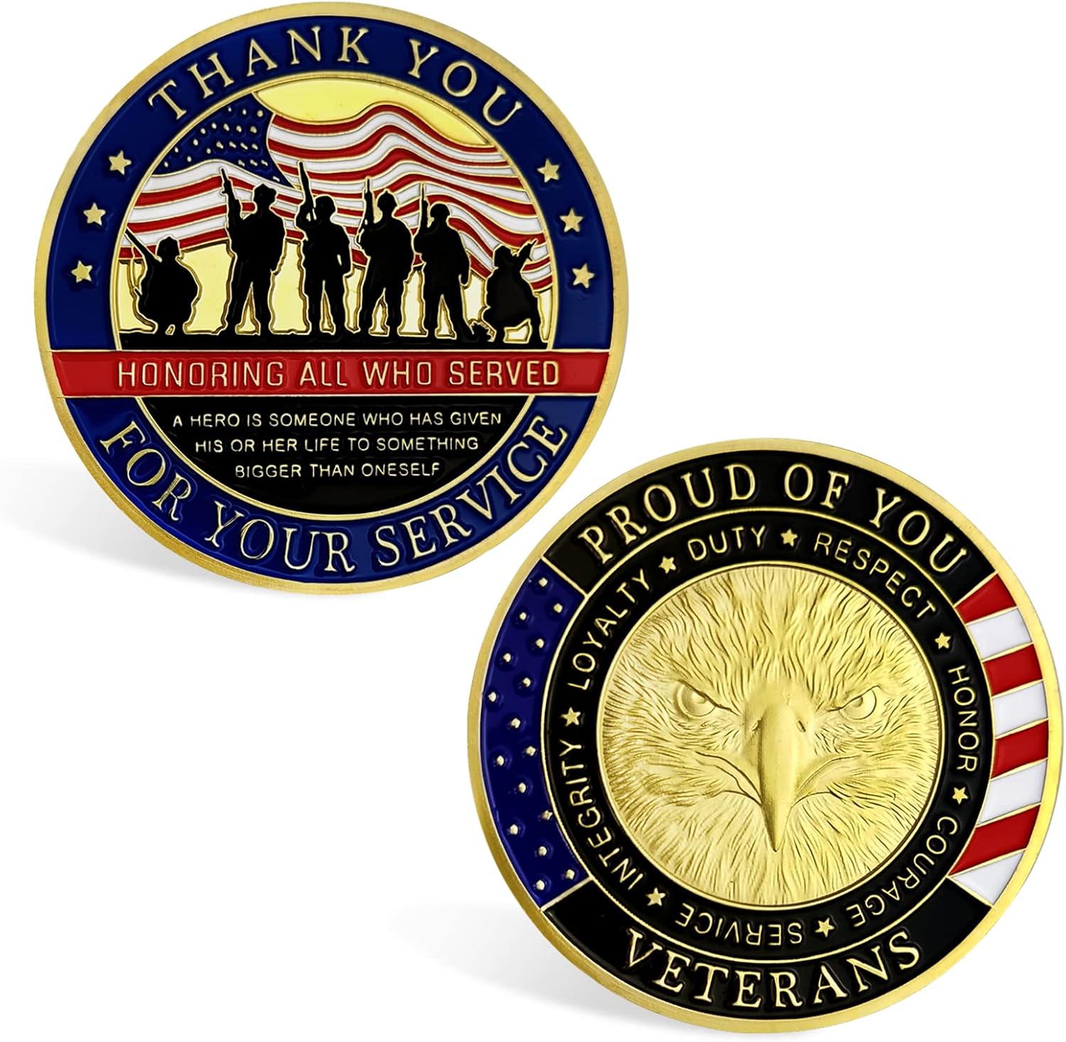 Military Veterans Challenge Coin - Soldier Squad Army Coins, Thank You for Your Service, Military Retirement Gifts for Men Women, Veterans Day Gifts