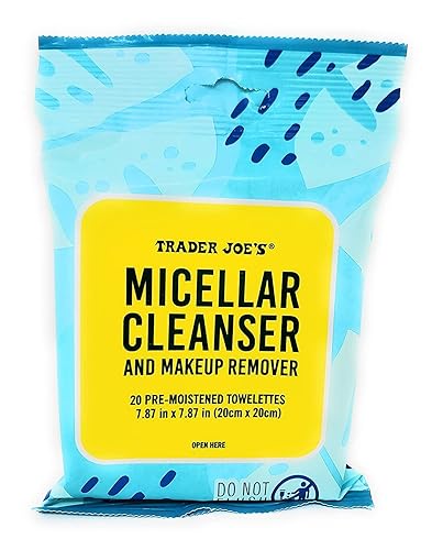 Trader Joe's Limpiador micelar y desmaquillante 20 toallas prehumedecidas (paquete de 1)
