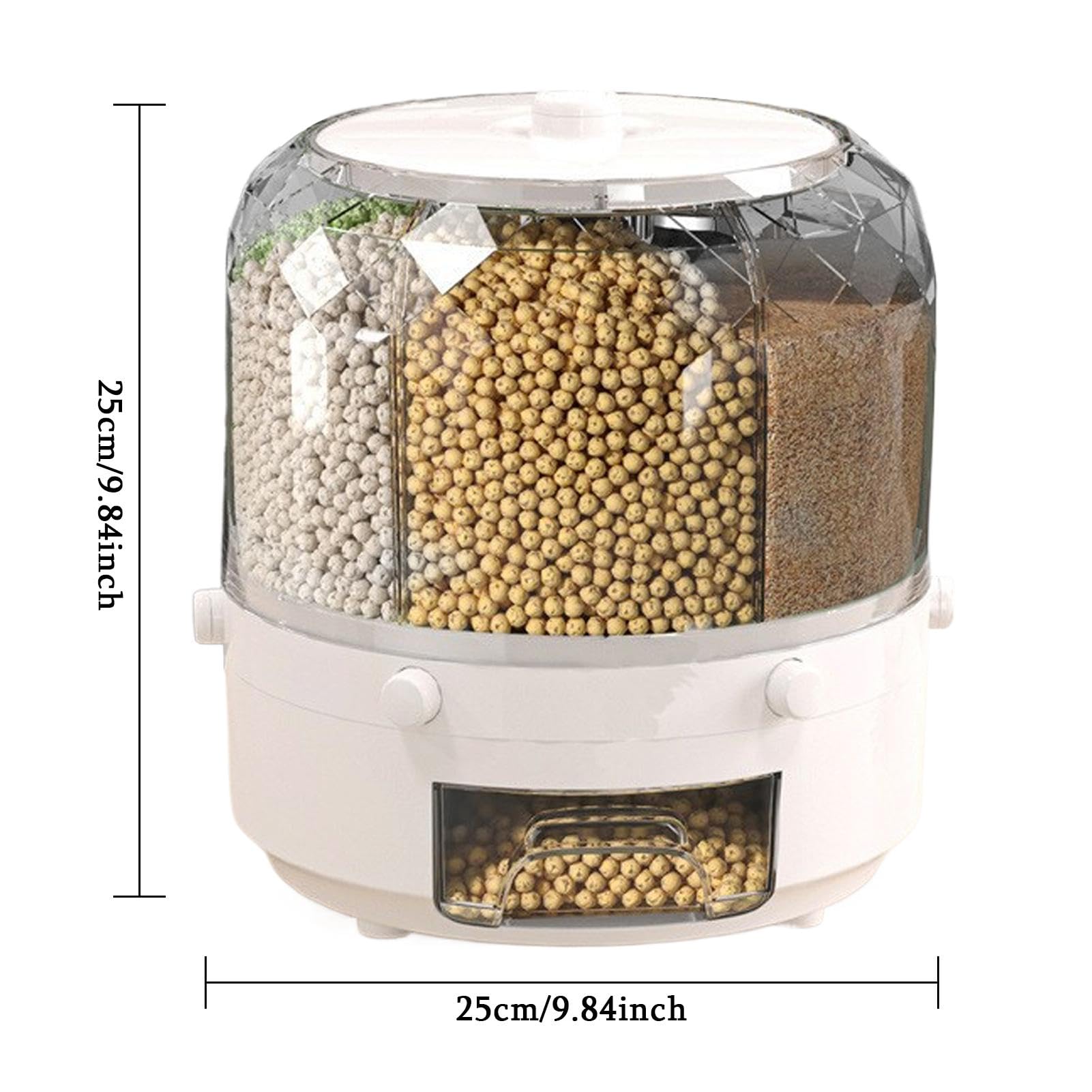 Organizador de granos de cocina | Dispensador giratorio de alimentos | Caja sellada de almacenamiento de arroz | Tanque de almacenamiento de alimentos | Almacenamiento de granos giratorio Capacidad de