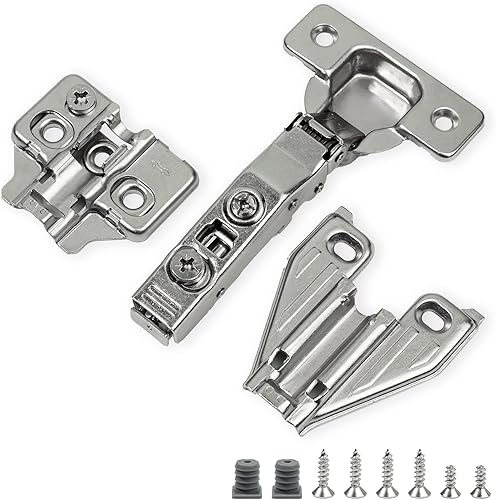 Miniatura 7 de Paquete de 2 bisagras de gabinete de cierre suave superpuestas 3D de 1 pulgada para gabinete de cocina, ajuste de 3 vías, bisagras ocultas de cierre