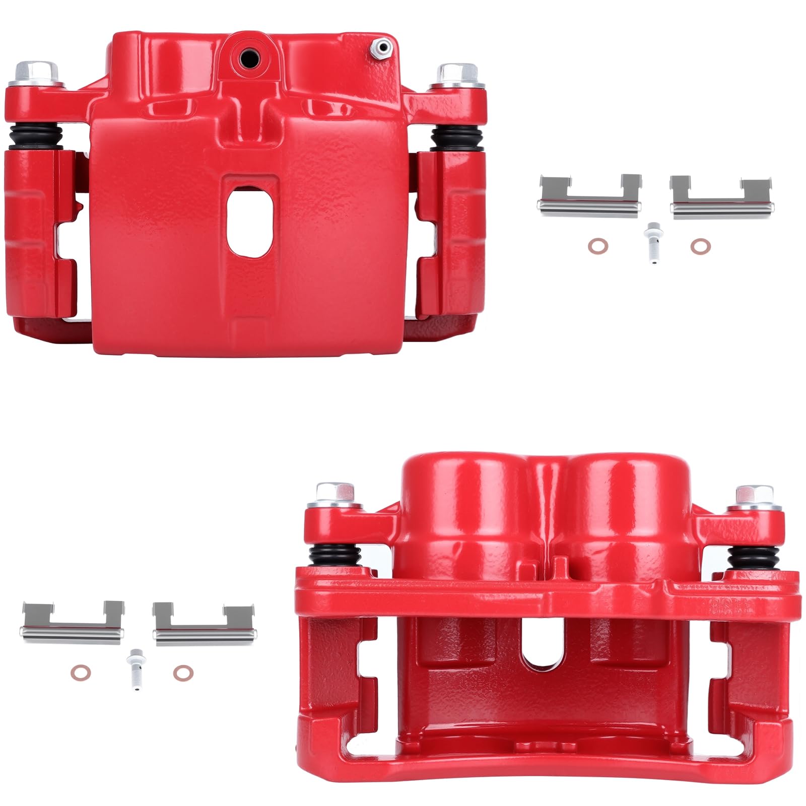 SCITOO Front/Rear Left+Right Brake Calipers With Bracket 18-B4728 18-B4729 Red Compatible For Cadillac 2002-2006 For Chevrolet 1999-2013 For GMC 1999-2013
