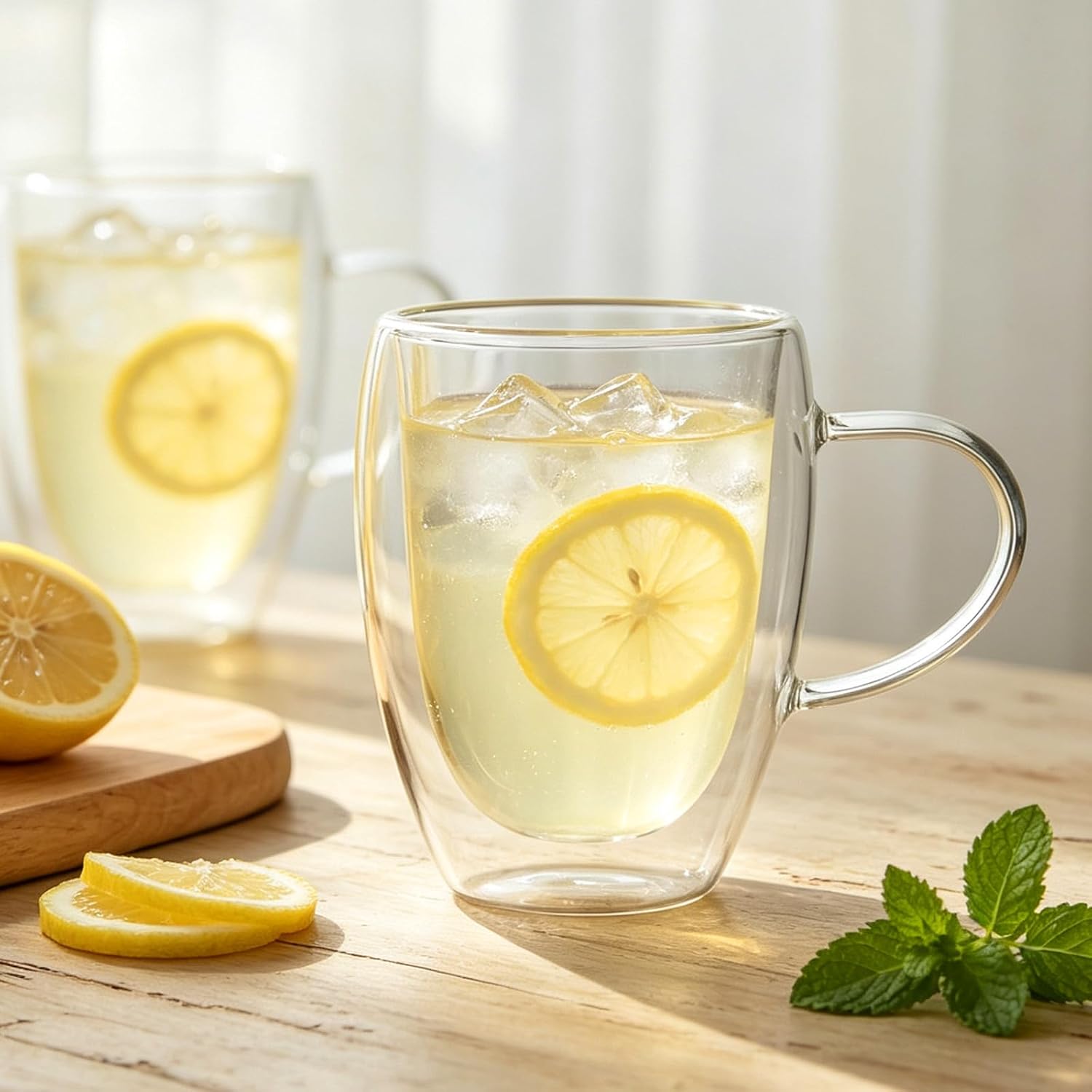 HillSpring 12oz Double Walled Glass Mugs, 1-Pack