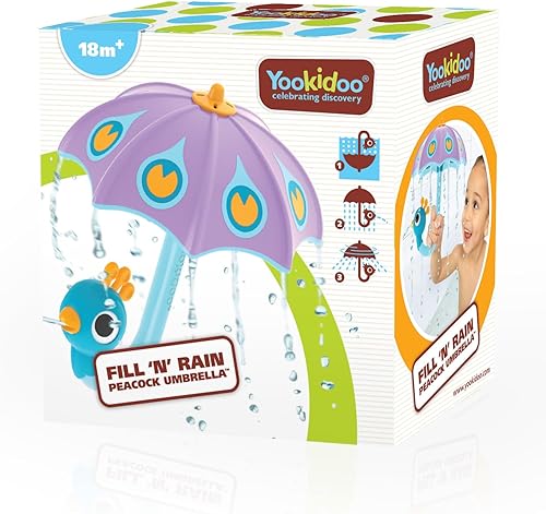 Miniatura 5 de Yookidoo Juguete de baño para bebé (de 1 a 3 años) con 3 piezas móviles (sin molido) - Llena de agua para burbujas, efectos giratorios y aspersores,