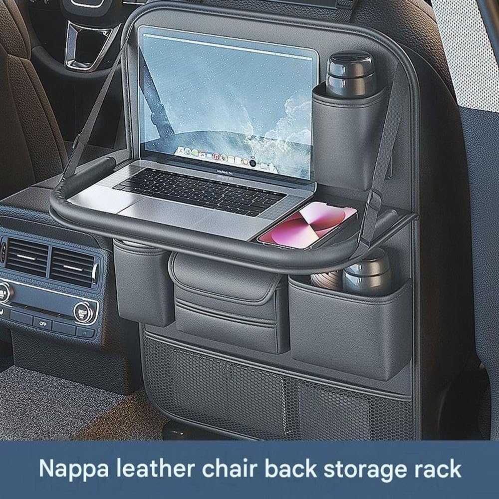 Auto Rücksitz-Organizer für Ford Mondeo/Turnier | Premium Leder Autotasche Rücksitztasche Kinder mit Klapptisch Tablet-Halterung