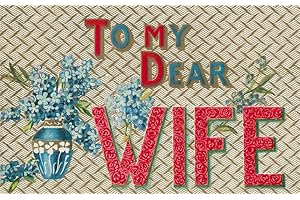 Antique Picture Frame to My Dear Wife Vintage Portrait Remembrance Deep Black Finish