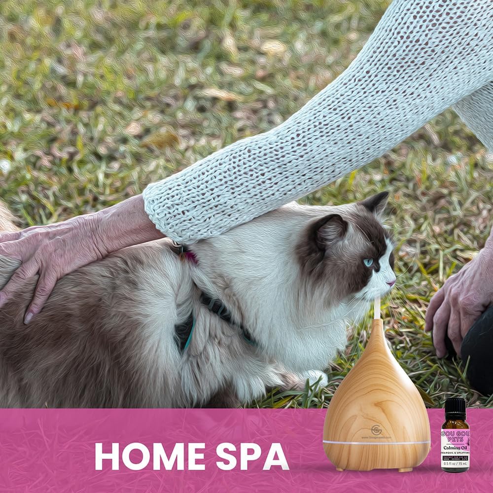 Holistic Natural Derived Calming Pet Essential Oil Blend & Diffuser Set for Anxiety: Relax Your Pet with Natural and Clean Ingredients While Providing Stress Relief - Made in USA – 15mL