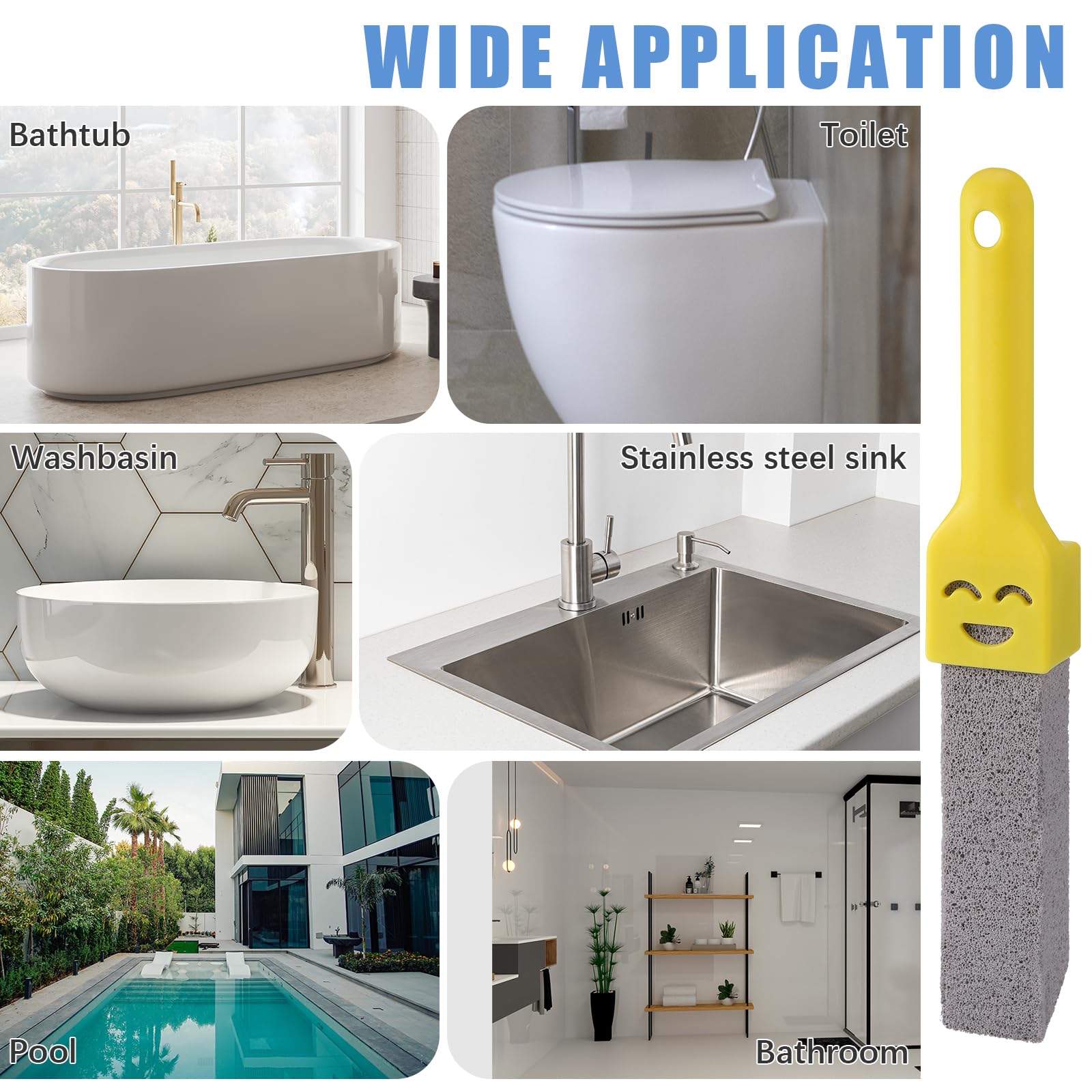 6 Piedras Piedra Pomez Inodoro, Piedra Pomez para Pies para Inodoro con 2 Mangos, Piedra Pómez Reemplazable para Inodoro, Piedra Pomez para Limpieza WC Natural para la Limpieza de Baños, Piscina