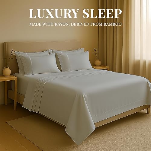 Miniatura 2 de Sacred Thread Juego de sábanas de 6 piezas de rayón derivado de bambú, vegano, refrescante y orgánico para el hogar y los hoteles, más 50 colores