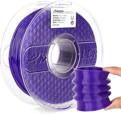 22 – AMOLEN TPU 3D Printer Filament 1.75mm, Flexible Soft TPU 3D Printing Filament Supports High Speed, 1kg Spool(2.2lbs), Purple
