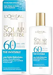 L'Oréal Paris Solar Expertise, Protetor Solar Facial The Invisible Fluido FPS60 com Ácido Hialurônico e Tecnologia NETLOCK, Alta Proteção Solar com Ação Anti-Idade, Sem Cor 40g