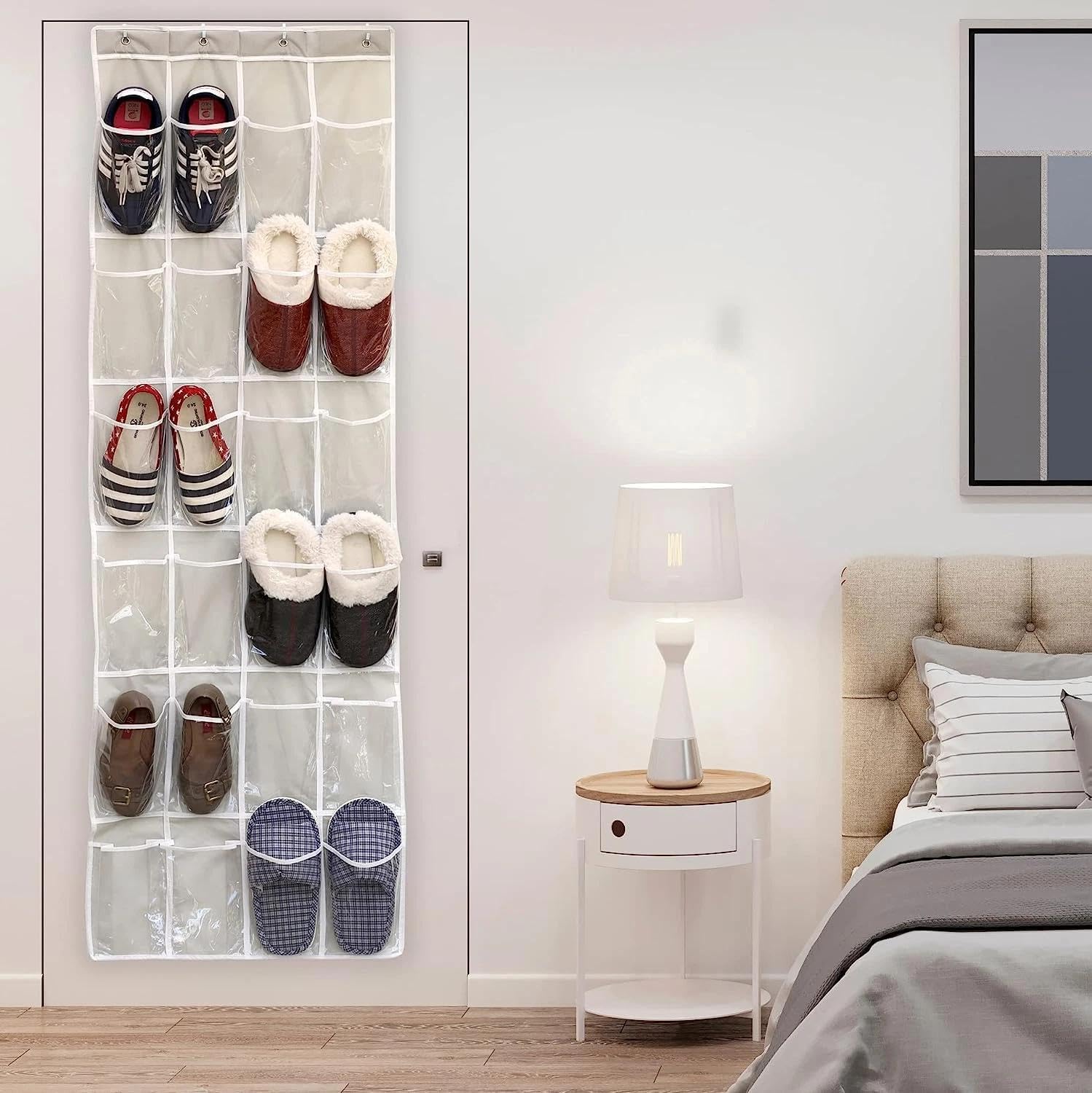 for Organizador de Zapatos de Bolsillos Transparentes Sobre la Puerta 24 Bolsillos, Shoe Organizer, Transparent Pockets, Over The Door, 24 Pockets
