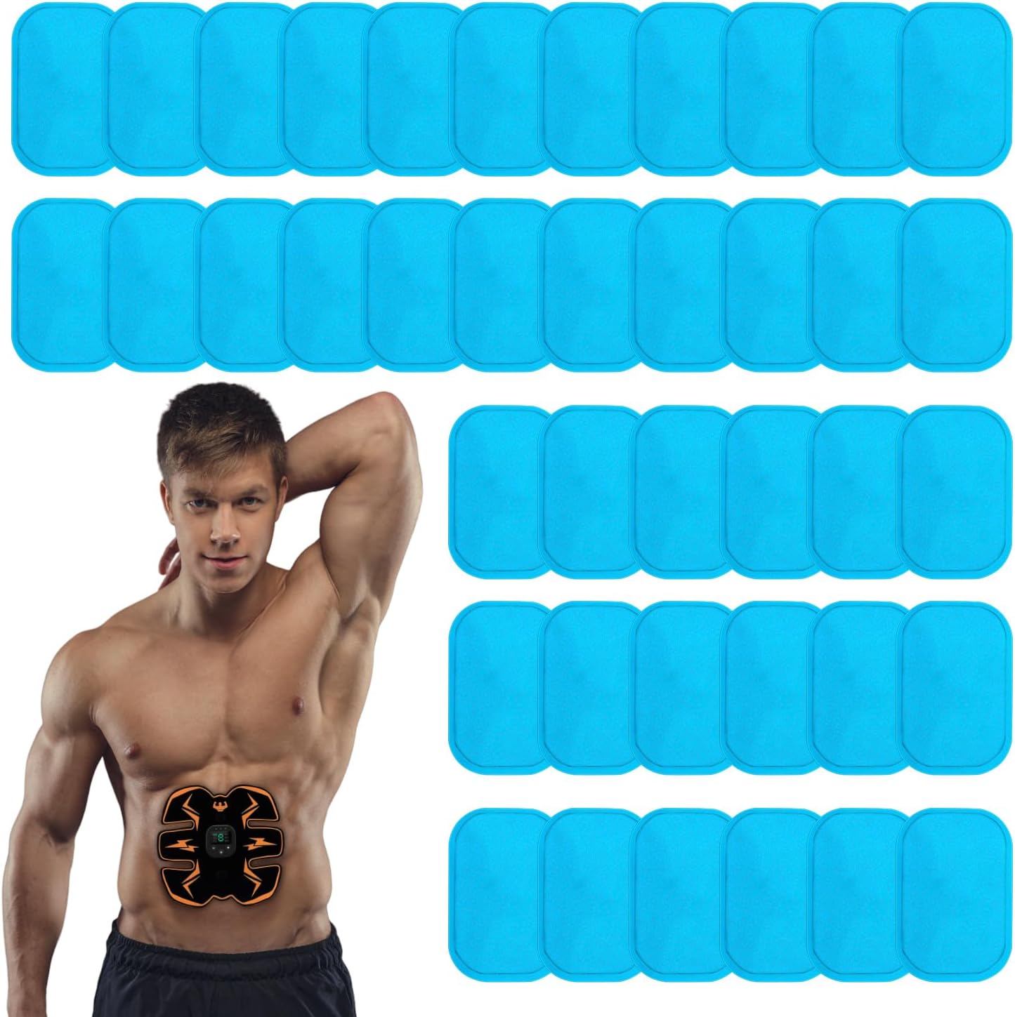 Gadget Beyond ABS Gel Pads, Premium Abs Trainer Replacement Gel Sheet for Abdominal Muscle Trainer, Muscle Stimulator Pads Replacement for Ultimate Muscle EMS Toner 50 Pcs Blue